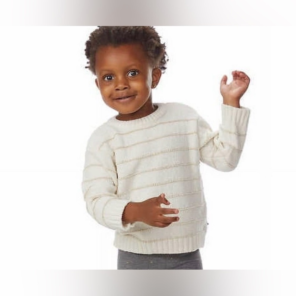 DKNY Cream and Gold Striped Crew Neck Sweater Infants 18 Months